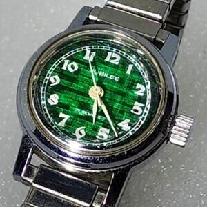 Matrix Mosaic Art linen Emerald Green Dial Jubilee Longines Wittineaur VTG Watch